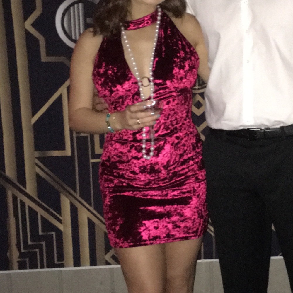 Dark red suede dress